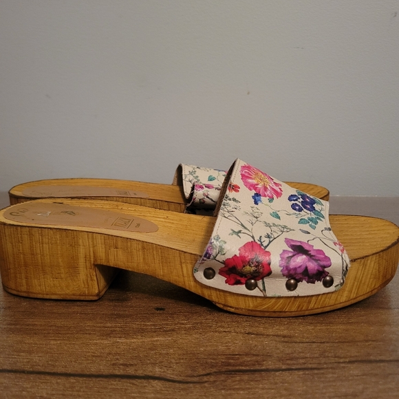 Seychelles Floral Wooden Sole Sandals Marine Layer Size 8.5 - Picture 5 of 7